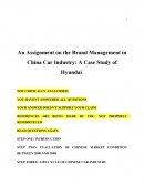 An Assignment on the Brand Management in China Car Industry: A Case Study of Hyundai
