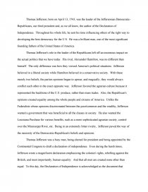 Реферат: Jefferson Essay Research Paper Thomas Jefferson third