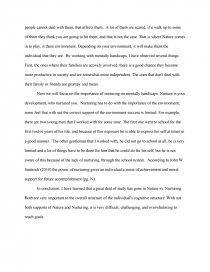 Реферат: Nature Versus Nurture Essay Research Paper Nature Реферат: Nature Versus Nurture Essay Research Paper Nature