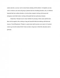 Реферат: Respiratory Therapy Essay Research Paper The field