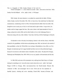 Реферат: Billy Sunday Essay Research Paper Billy Sunday