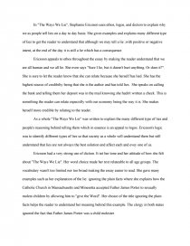 Making A Thesis Statement For An Essay Essay Preview The Ways We Lie How To Write A Good Essay For High School also Narrative Essay Examples High School The Ways We Lie Essay High School Dropout Essay