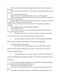 Stress Management Outline Essay