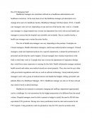Hca 270 Managing Staff - Managing Staffing
