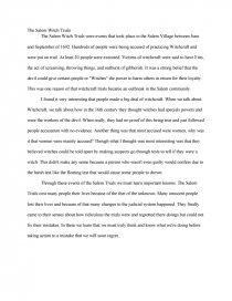 Реферат: The Salem Witch Trails Essay Research Paper