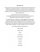 Science Lab - Relationship Between Temperature and Solubility Using a Laboratory Procedure
