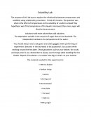 Science Lab - Relationship Between Temperature and Solubility Using a Laboratory Procedure