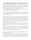 Essay About Barack Obama Speech