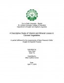 A Descriptive Study of Vitamin and Mineral Losses in Canned Vegetables