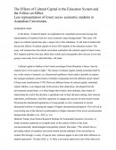 The Effects of Cultural Capital in the Education System and the Follow on Effect: Less Representation of Lower Socio- Economic Students