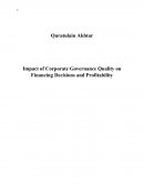 Impact of Corporate Governance Quality on Financing Decisions and Profitability