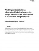 What Impact Does Building Information Modelling Have on the Design, Innovation and Development of an Industrial Design Company