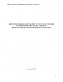 Recommendations for the Protection of Vulnerable Sex Workers in the City of Toronto - Methods of Prevention & Treatment for Health & Safety in the Sex Market