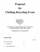 Proposal ?for? Clothing Recycling Event