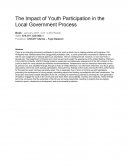 The Impact of Youth Participation in the Local Government Process