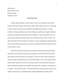 Реферат: The Salem Witch Hysteria Essay Research Paper