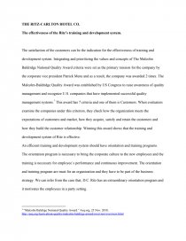 The Ritz Carlton Hotel Pany Case Analysis Case Study