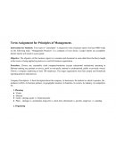 Term Assignment for Principles of Management